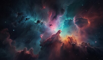 Fototapeta premium Background with space nebula in pastel colors. Dramatic, pastel colors bright universe, endless space