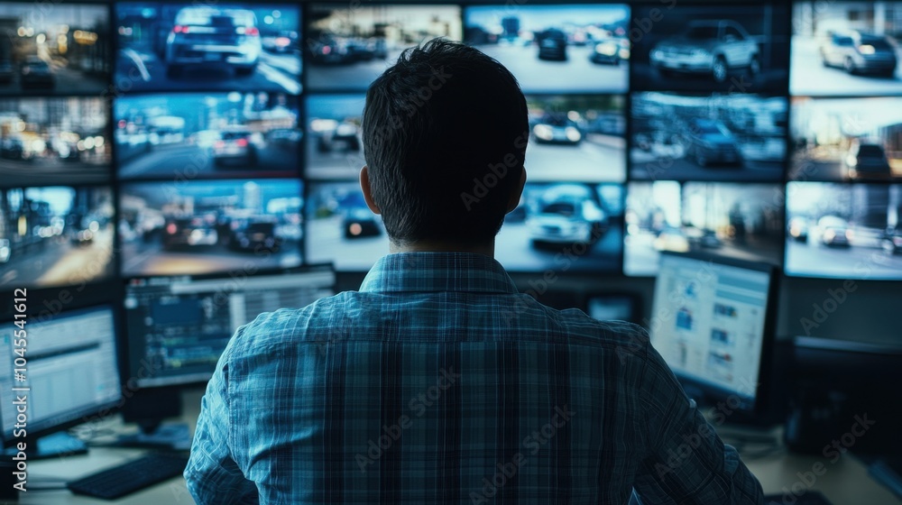 Aufkleber dispatch center with a large wall screen tracking vehicle movements in real-time, operators monitori