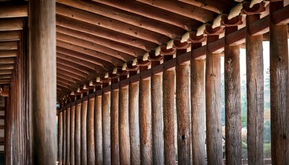 Pillars and rafters of traditional Korean wooden architecture