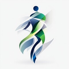 Obraz premium Abstract Human Figure Green Blue Geometric Shapes Modern Design