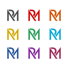 RM letter logo concept icon isolated on white background. Set icons colorful