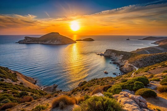 Aerial Silhouette Photography of Donoussa Island in the Cyclades, Greece