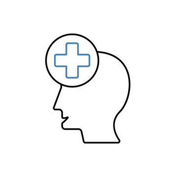 recommend clip art: mental health concept line icon. Simple element illustration. mental health concept outline symbol design.