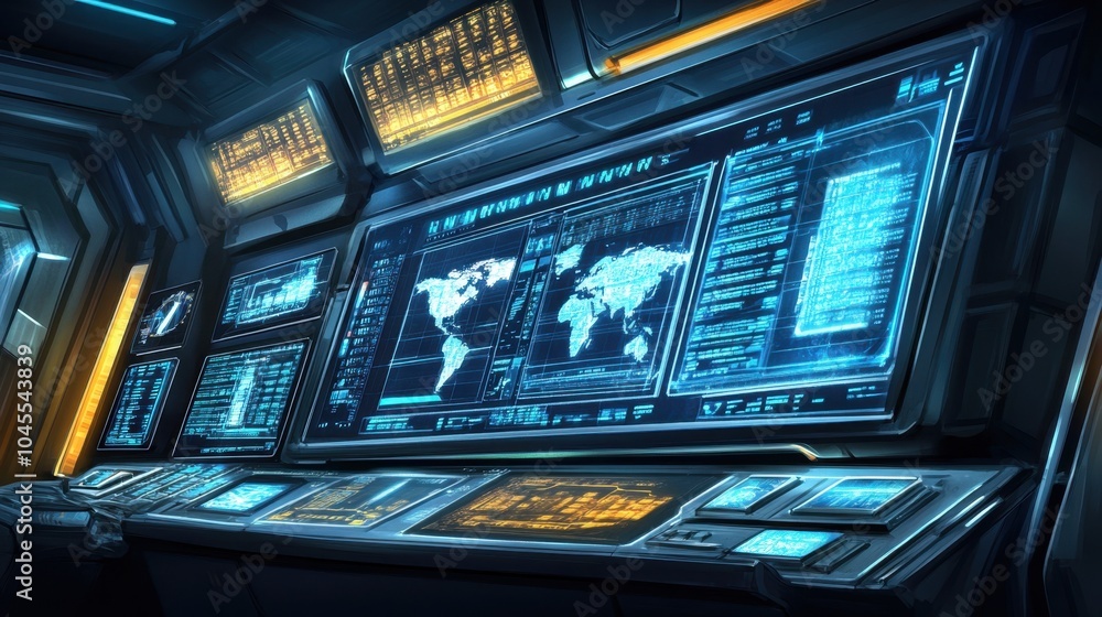 Aufkleber large screen in a logistics dispatch room displaying real-time tracking data for global shipments.