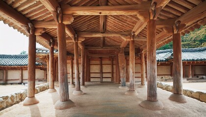 Pillars and rafters of traditional Korean wooden architecture