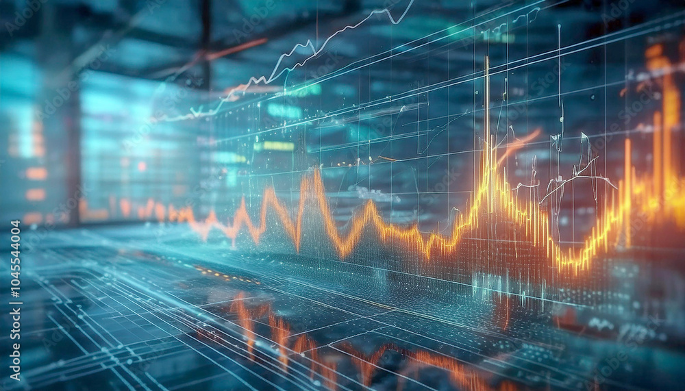 Poster advanced power grid interface that shows price graphs and data analysis, highlighting market trends 