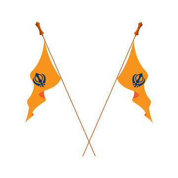 Vector illustration of Nishan Sahib flags on transparent background