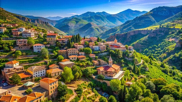 Aerial View of Bijou de Kabylie: Stunning Landscape of Mountains and Valleys in Algeria