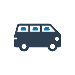 Passenger van side view icon on white background