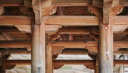 Pillars and rafters of traditional Korean wooden architecture