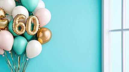 Gold Number 60 Balloons Birthday Celebration Party Decorations