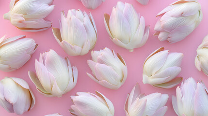 Artistic Presentation of Frozen Artichoke Hearts Captured Against a Soft Pastel Background for...