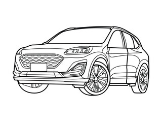 Fototapeta premium SUV car line art illustration