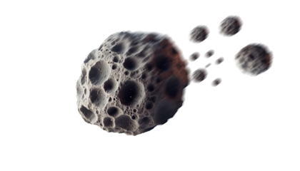 Falling Asteroids Isolated in white transparent background. Asteroids PNG    
