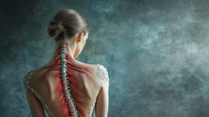 Scoliosis. Spinal cord problems on woman's back.