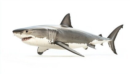 great white shark glides smoothly through the water its sharp teeth and streamlined body emphasizing its role as a top predator in marine ecosystems showcasing natures raw beauty.