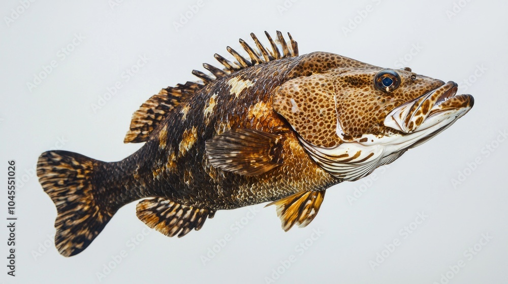 Poster grouper from the epinephelinae family displays its vibrant colors and unique patterns while swimming
