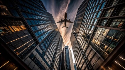 Fototapeta premium Airplane Travel Black Design for Architectural Photography with Modern Elements and Travel Themes