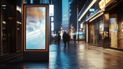 Modern interactive digital sign mockup displayed in an urban setting, ready for custom content