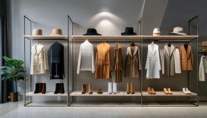 High-end luxury clothing lined up