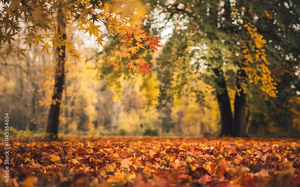 Wall mural Autumn leaves in yellow and red colors  fall foliage  nature background   