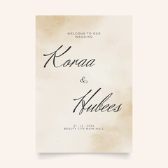 Wedding poster for welcome sign. Vector printable wedding props. Flyer design for welcome sign ready to print template.