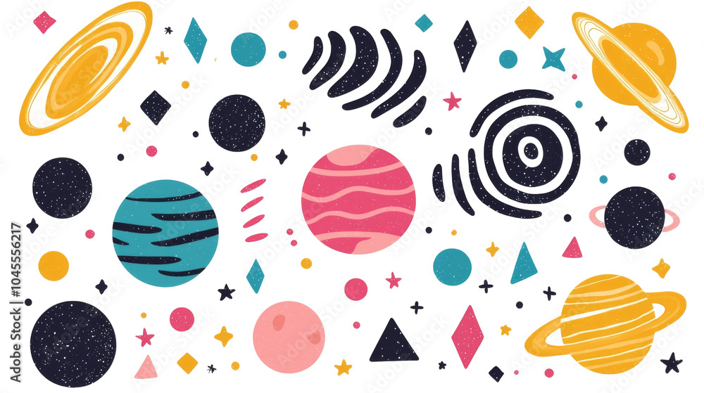 Poster abstract space planets pattern.