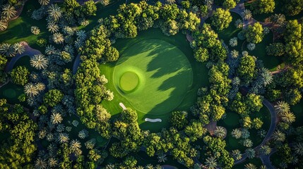 Aerial View of Lush Green Park in Dubai