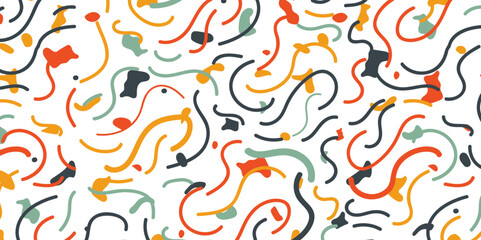 Colorful memphis seamless pattern in doodle style. Pop art, retro fashion 80-90s.