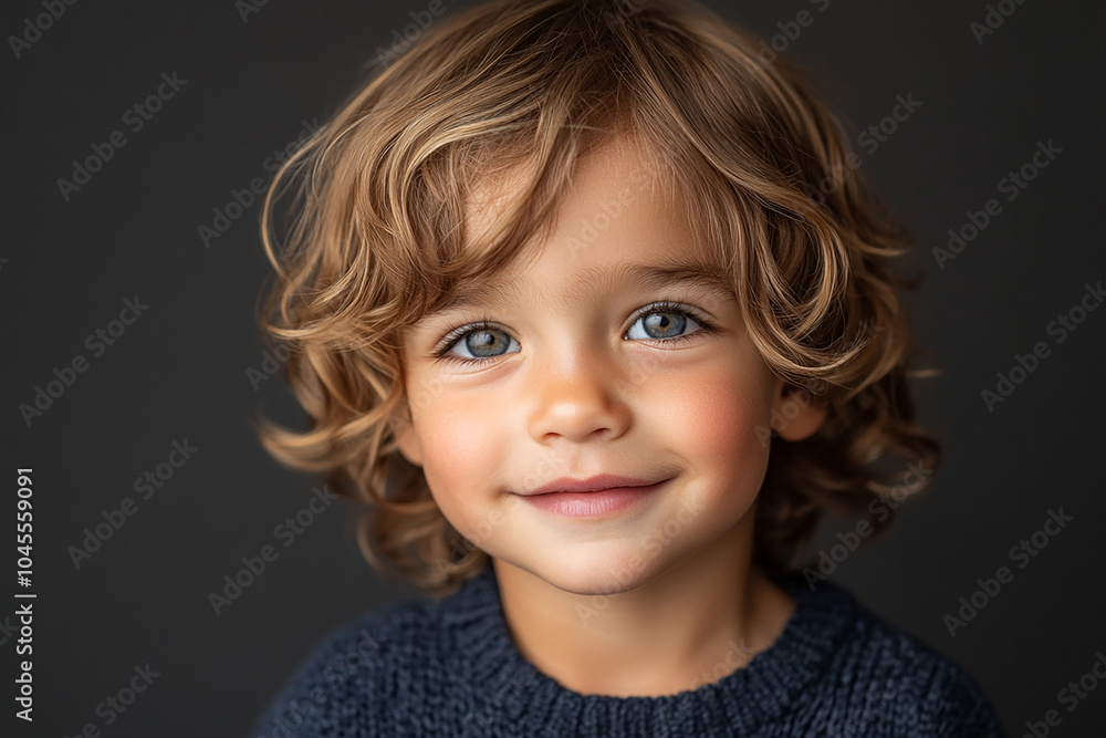 Wall mural portrait of an white little boy with a smile