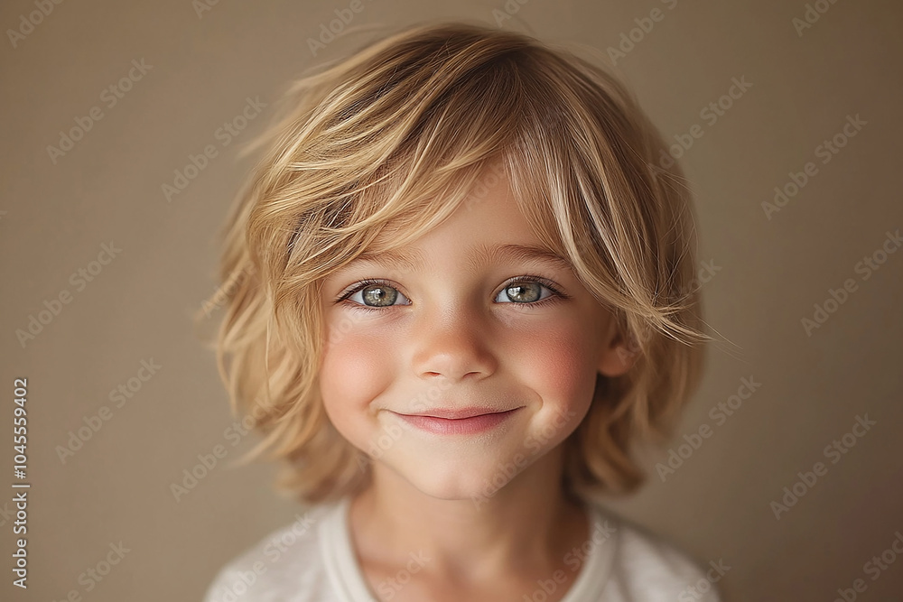 Wall mural portrait of an white little boy with a smile