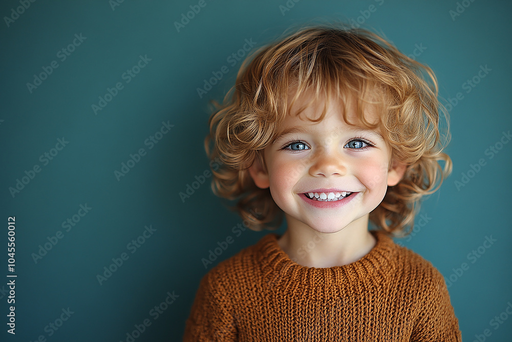 Wall mural portrait of an white little boy with a smile