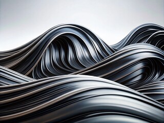 Black Wavy Lines on White Background - Surreal Abstract Art Design for Modern Interiors and Graphic Use