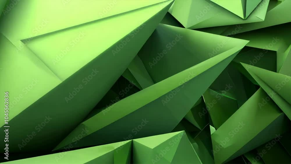Poster dynamic modern abstract background with geometric shapes in green layered design, sharp angles, and 
