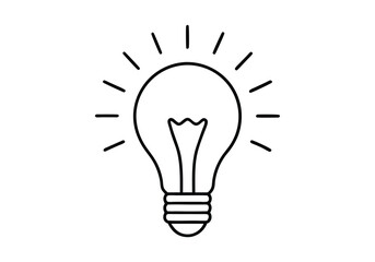 Single continuous one line art idea light bulb,  Editable stroke. Doodle Vector illustration