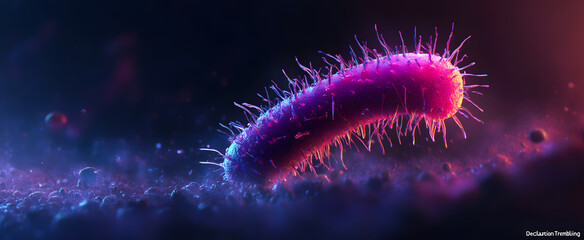 3D render of a single colorful bacteria E-coli 