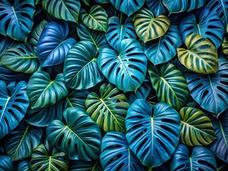 Blue Monstera Leaves Pattern for Nature Lovers and Interior Design Inspiration