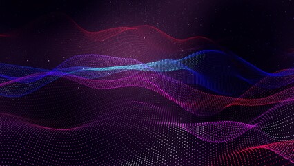 Colorful technology digital particle line wave background