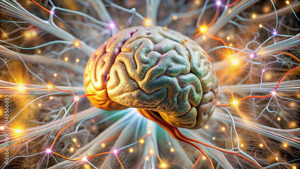 Aufkleber brain spin hologram: futuristic technology visualizing neural activity in 3d space