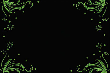 Obraz premium floral ornament frame hand-drawn on a black background