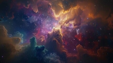 Fototapeta premium Cosmic Nebula with Swirling Clouds and Scattered Stars