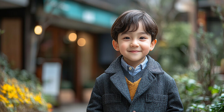 Portrait of an asian child looking at the camera