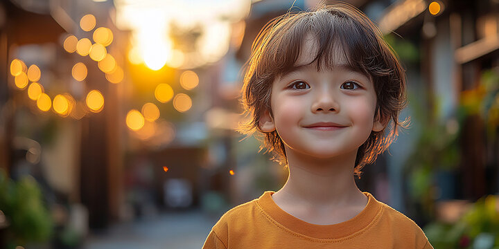 Portrait of an asian child looking at the camera