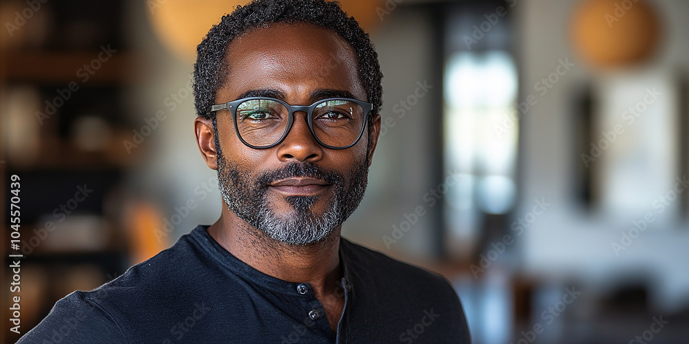 Wall mural Portrait of an attractive dark-skinned man wearing glasses