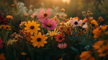 Collection of blooming flowers 