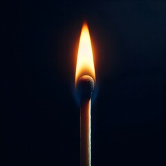 Close-Up of a Lit Matchstick Against Black Background