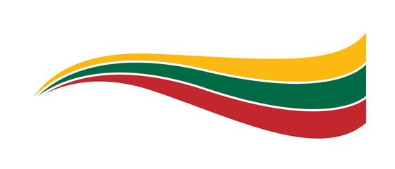 Lithuania flag PNG, Lithuanian flag tricolor curvy design, Lithuania wavy flag on transparent background