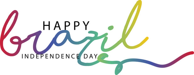 gradient color text, happy brazil independence day, Brazil Independence Day greeting card. stock illustration