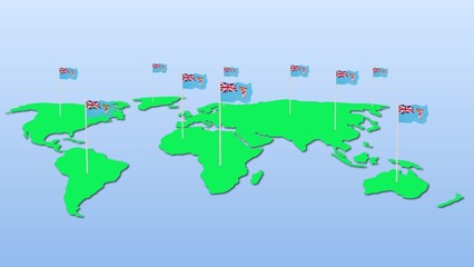 fiji flag wavy on earth