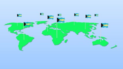 Flag of bahamas around the world flying wave